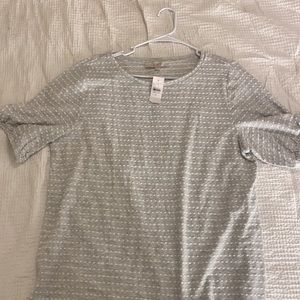 Loft gray and white polka dot top